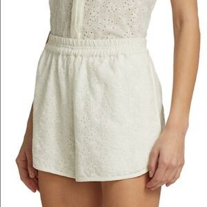 rag & bone April Eyelet Embroidered Cotton Shorts in White Large